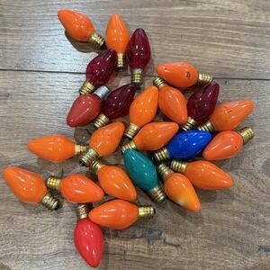 Vtg C7 Christmas Light Bulbs Ceramic Glass Multicolor Christmas Lot of‎ 24
